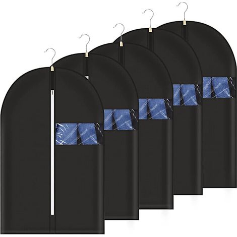 Filiyano-Lot de 5 housses à vêtements, housse de voyage pour costume, housse de protection, housses à fermeture éclair, 100 x 60 cm, housse à costume (1/5)