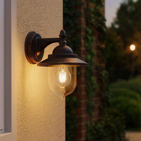 Arum Lighting – Applique extérieure étanche finition rouille antique – Culot E27 – IP44 pour extérieur – Fonte d'aluminium – Dimensions 24x17.8x20 cm