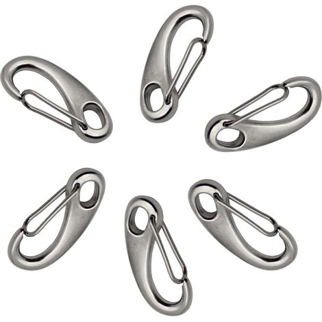 SHINING HOUSE 6 Pièces 304 Mousqueton en INOX, Mousqueton INOX 50mm, Mousqueton Acier Inoxydable 304 Forme d'Oeuf, pour l'Alpinisme Camping Randonnée en Plein Air