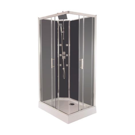 ONDEE ZEN - Cabine de douche hydromassante et hydrothérapie SELIA - Sans silicone - 110x80cm - Chromé - En kit
