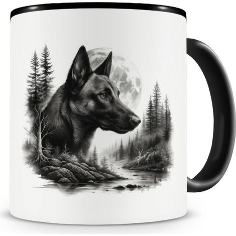 Tasse avec inscription en allemand Malinois im Wald - Pour les fans de chiens - Tasse à café amusante pour anniversaire - Pour homme et femme - Tasse à café (1/5)