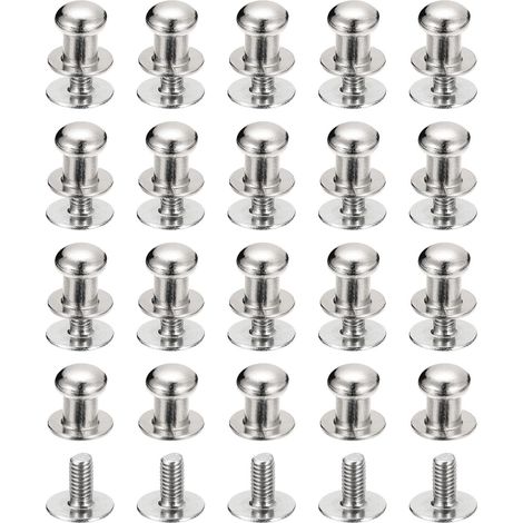 Clou à Tête Sphérique Avec Rivets à Visser 6mm Argenté 20pcs (1/5)