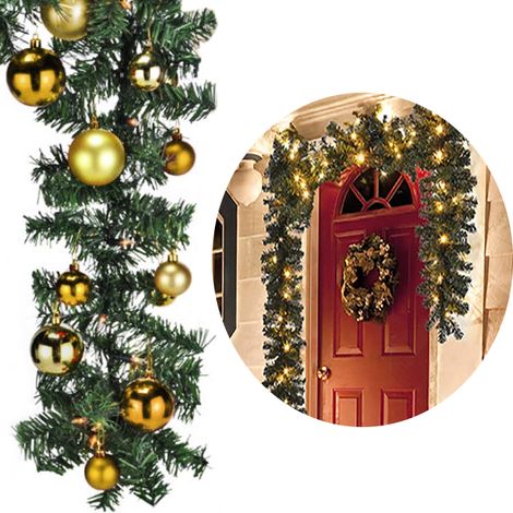 Tannengirlande 540 cm mit 70 LED + 30 Baumkugeln Gold-MLK066W-TA+MYW99830-Gold (1/5)