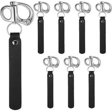 8 manilles à dégagement rapide avec poignée en cuir PU, clip de dégagement rapide et manille rotative en acier inoxydable 316 pour masques respiratoires - JBMEDIA (1/4)
