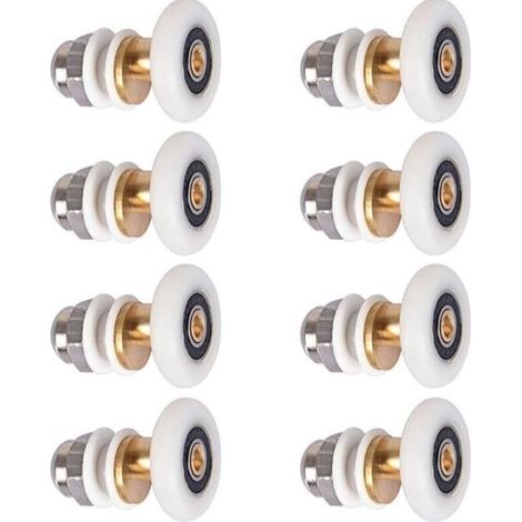 UlisemPorte de Douche - Rouleau Roulette Roue pour Porte de Douche Roulettes Coulissantes Porte Roue de Remplacement pour Rouleau 8 pièces 25mm (1/4)