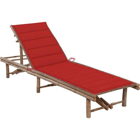 Bain de soleil avec coussin Chaise de jardin - Transat de jardin Bambou BV360963 - BonneVie (1/5)