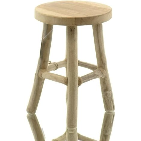 VAN DER LEEDEN Schemel Natur Ø 20 cm - Teakholz massiv (1/3)