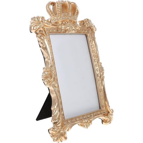 Cadre Photo Design Luxueux, Résistant à L'humidité en Résine Or avec Couronne Style Rococo Vintage pour Maison ou Maison de Plage (1/5)