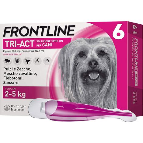 ANTIPARASSITARIO 'FRONTLINE TRI-ACT' cani 2/5 kg - 6 pipette ml 0,5 - FRONTLINE