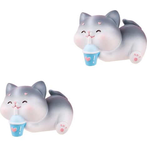 2pièces Figurines Animaux Miniatures Décorations Adorables pour Voiture Bureau Et Maison Accessoires De Décoration Intérieure pour Adultes (1/5)