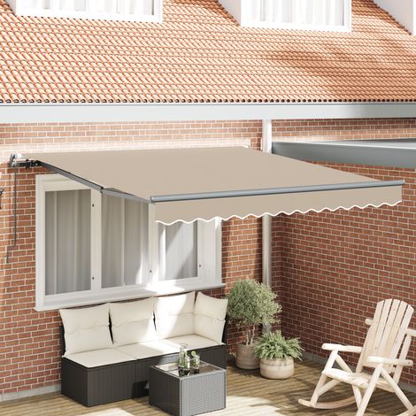 Einziehbare Markise Beige 350 x 250 cm Stoff vidaXL (1/5)