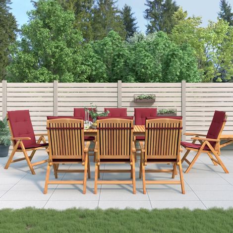 Gartenstühle mit Auflagen 8 Stk. Massivholz Teak (1/5)