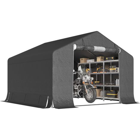 Outsunny – Abri de jardin étanche 300x300x210 cm – Cadre métal galvanisé – Couverture PE 200 g/m² – Garage pour vélo et outils – Ventilation croisée (1/5)