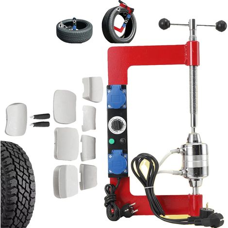 Máquina vulcanizadora de neumáticos, potencia de 1000 W, rango de temperatura de 140 a 165 °C, temporizador ajustable de 0 a 120 minutos, doble elemento calefactor, construcción metálica. (1/5)