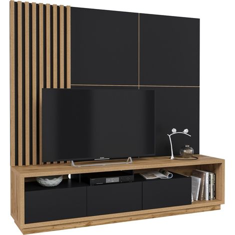 Conjunto de salón Austin 360, Roble wotan + Negro + Negro mate (1/5)