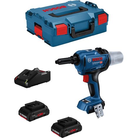 Bosch Professional 18V System GRG 18V-16 C - Remachadora a batería (fuerza 16.000 N, longitud de carrera 25 mm, 2 baterías ProCORE18V x 4.0 Ah, en L-BOXX)