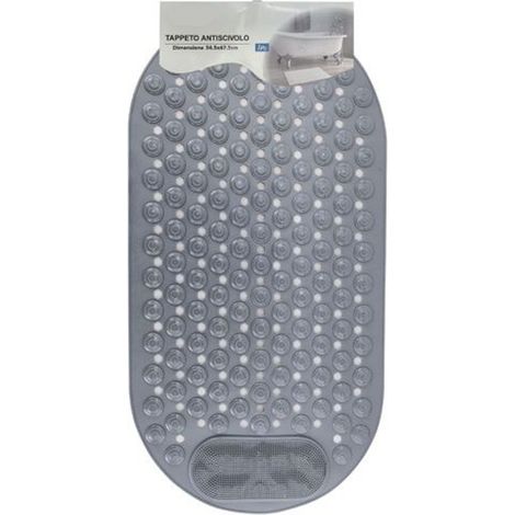 Cleafe - Tappeto Tappetino Antiscivolo Per Vasca Da Bagno Doccia 34.5 X 67.5 Cm Grigio 10791 -