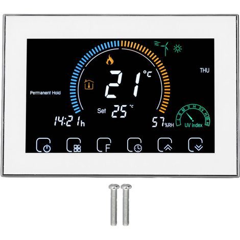Termostato per climatizzatore centralizzato, touchscreen a LED, regolatore di temperatura programmabile Smart WiFi, 95-240V, bianco. (1/5)
