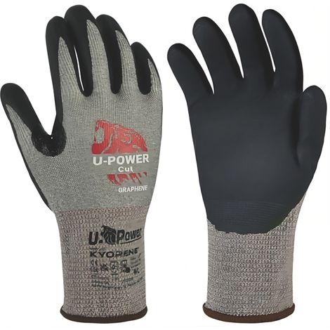U-Power GUANTI DA LAVORO ANTITAGLIO HIGH IN GRAFENE/NITRILE Col. Grigio/Nero tg. 8 12.00 paia