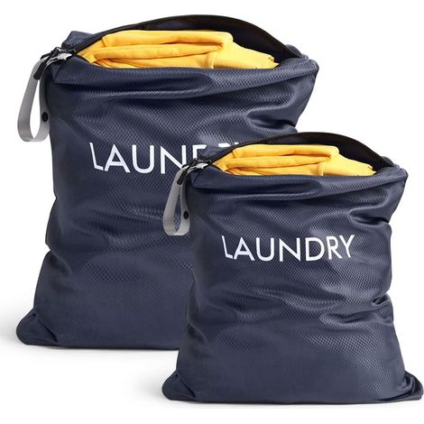 Sac à Linge pour Voyage, Lot de 2 Pliables Sac à Linge Sale de Voyage, Nylon Imperméable Sac pour Jouets, Vêtements Sales, Hôtel, Camping, Stockage à La Maison (Bleu) (1/5)