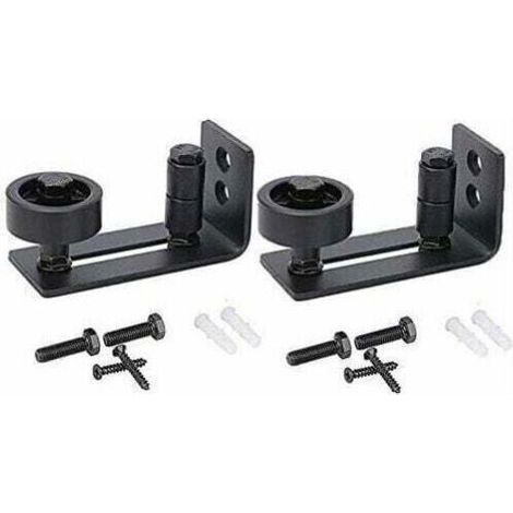 Heavy Duty Sliding Barn Door Track, 8 in 1, Black Carbon Steel, Flush Bottom Design, Suitable for Floors and Doors, Adjustable Casters, Wall Mounting System. (1/4)