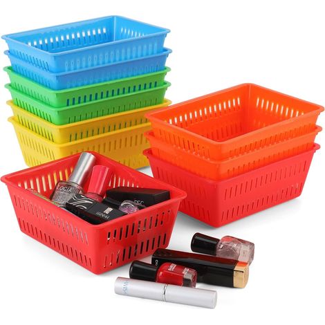 Panier De Rangement Mini - Plastique ABS - 15.5 x 11.5 x 6 cm - Pour Bureau Étagère Salle De Classe - Lot De 10 (1/5)