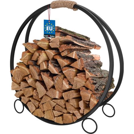 KOTARBAU® Kaminholzträger Ständer für Kamin Stahl Metall Holzträger Deko Loft Radkorb Schwarz 59 x 22,5 x 61 cm (1/5)