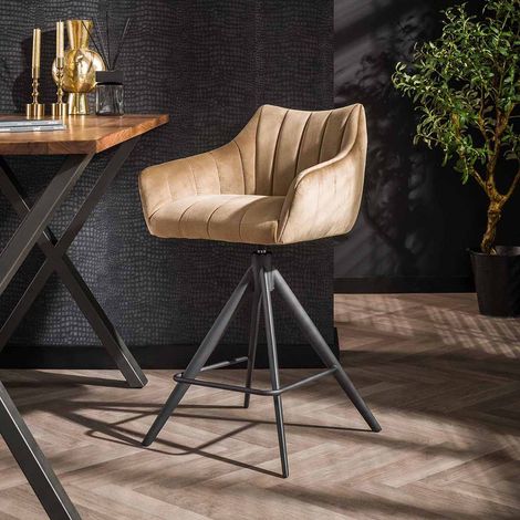 Lot de 2 tabourets de bar pivotants modernes en velours Jamahico (1/5)