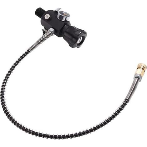 Adaptateur de Recharge de Station de Remplissage d'air de Valve de Remplissage de Double Jauge de RéServoir de PCP avec Le Tuyau de 50Cm de Jauge de 400Bar 6000Psi, M18X1.5 (1/5)