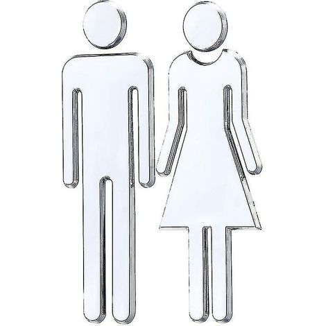 1 Pair Of Toilet Wc Stickers Removable 3d Mirror Vinyl Art Wall Stickers Men's Women's Wall (silver) (1/4)