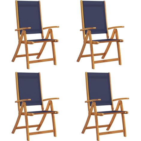 Lot de 4 Chaises pliables de jardin，Chaise d'extérieur bois d'acacia et textilène CFW4594259 (1/5)