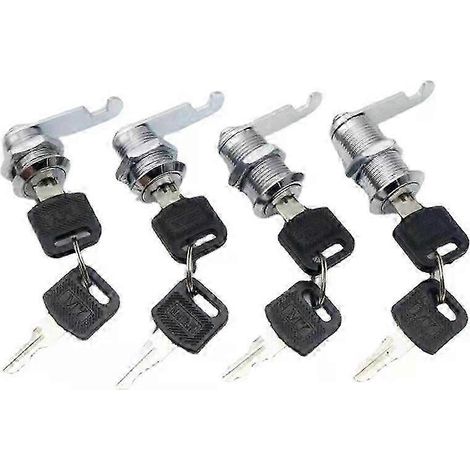 Lot de 10 serrures à came, cylindre de 16 mm, verrou de sécurité pour armoire et tiroir, avec clés. (1/4)