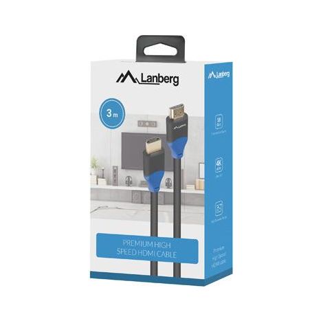 Câble HDMI Lanberg M/M v2.0 4K 100% cuivre 3m, boîte noire (1/3)