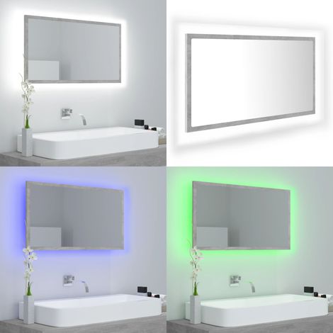 Specchio da Bagno a LED Grigio 80x8,5x37 cm in Acrilico - Specchio LED - Specchio a parete