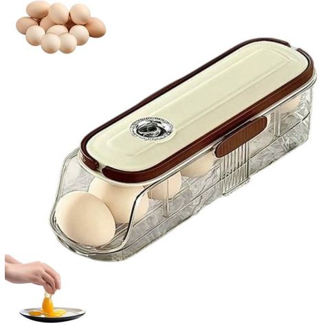 1 coquetier - Organisateur de réfrigérateur - Boîte de rangement pour œufs - Distributeur d'œufs - 30 x 10 x 8 cm - Boîte à œufs - Organisateur de réfrigérateur - Compatible réfrigérateur - Blanc tran (1/5)
