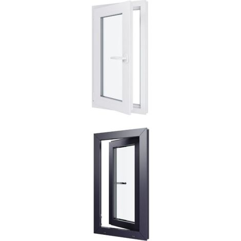 Finestra in PVC - Triplo vetro - Bicolore - Bianco e grigio - 500 mmx900 mm cm