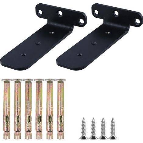 Set di 2 staffe per mensole a scomparsa, staffe a L, supporti per mensole a parete, fissaggi invisibili per mensole (nero, 15 cm) (1/5)