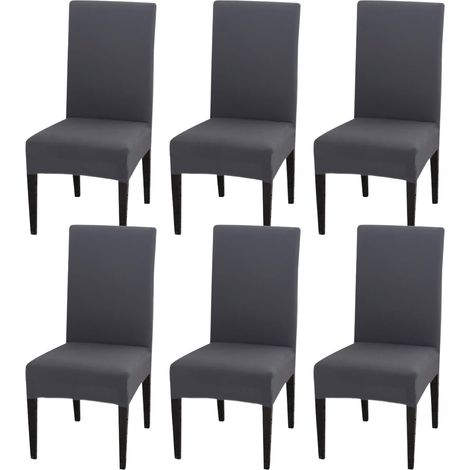 Juego de 6 fundas elásticas para sillas, extraíbles y lavables, ideales para la decoración del hogar y restaurantes, color gris. (1/5)