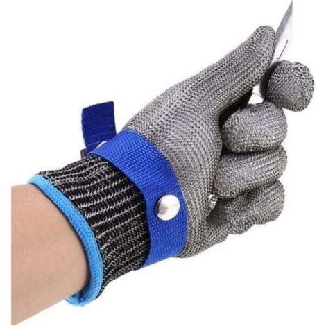 Guante de carnicero de acero inoxidable, malla azul resistente, alto rendimiento, protección de nivel 5, XL (1/5)