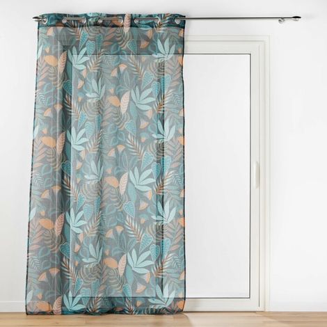 Voilage grande hauteur 140 x 280 cm voile sablé imprimé Tilda Vert (1/3)