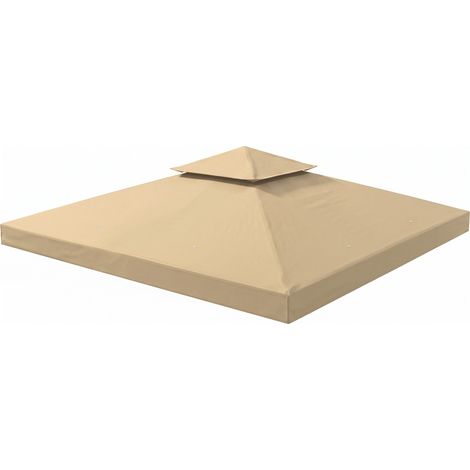 Gazebo Roof Cover, Double Tier, 300 x 300 x 18 cm, Beige (1/5)