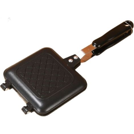 Appareil à sandwichs double antiadhésif, poêle multifonctionnelle pour paninis, omelettes et gaufres – Alliage d'aluminium – Noir