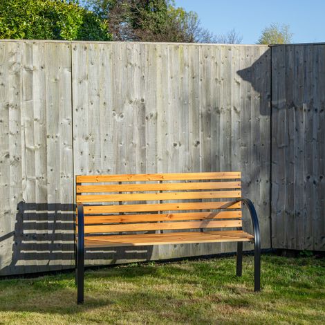 Ambleside 2 Person Outdoor Metal Wooden Garden Patio Bench (1/5)
