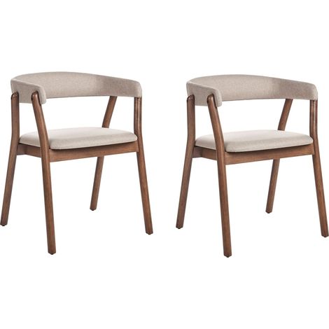 Set di 2 sedie da pranzo in stile tradizionale con sedile imbottito Legno scuro e beige Mylo (1/5)