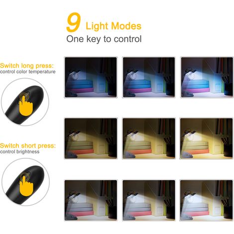 Lampe de lecture à 14 LED rechargeables par USB, avec pince flexible pour protéger vos yeux. (1/5)