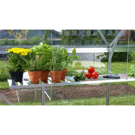 Vitavia abklappbares Alu-Pflanzregal für Gewächshäuser, aluminium eloxiert, 120 x 29 cm
