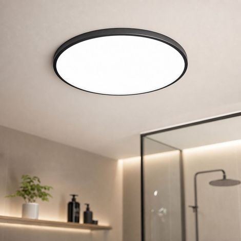 Lámpara de techo LED de 20 W, blanca 6500 K, Ø23 cm, resistente al agua, al polvo y a los insectos, de acrílico/ABS, para baño, cocina y pasillo. (1/4)