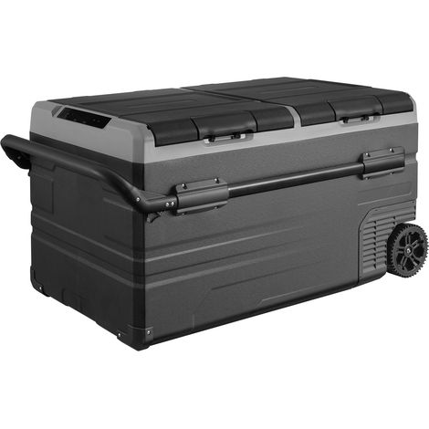 Mophorn Autokühlschrank, 12-Volt-Tragkühlschrank, 115-l-Gefrierschrank mit zwei Zonen und Rädern und Griff, -4℉-68℉, 12/24 V DC & 100-240 V AC Kompressorkühler für Outdoor und Camping