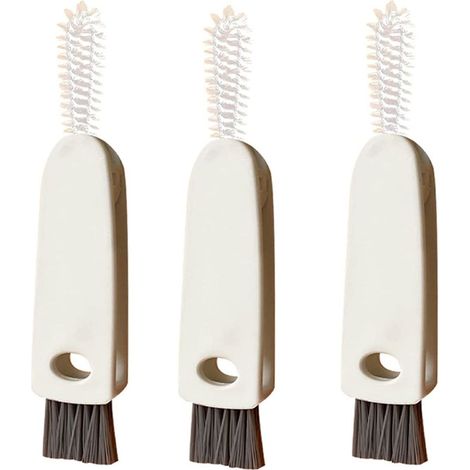 Brosse de nettoyage 3 en 1 pour goulot de biberon, 3 brosses de nettoyage pour tétines, blanche KLB-AquaForge (1/5)