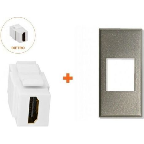 Keystone presa hdmi incasso femmina-femmina compatibile Axolute argento chiaro
